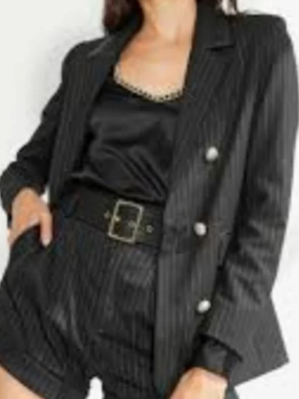 Generation Love Cassidy Black Metallic Striped Blazer Small